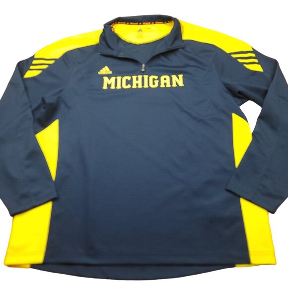Adidas Mens XL Climalite Scorch Michigan Wolverines Performance‎ 1/4 Zip NCAA - Picture 1 of 14